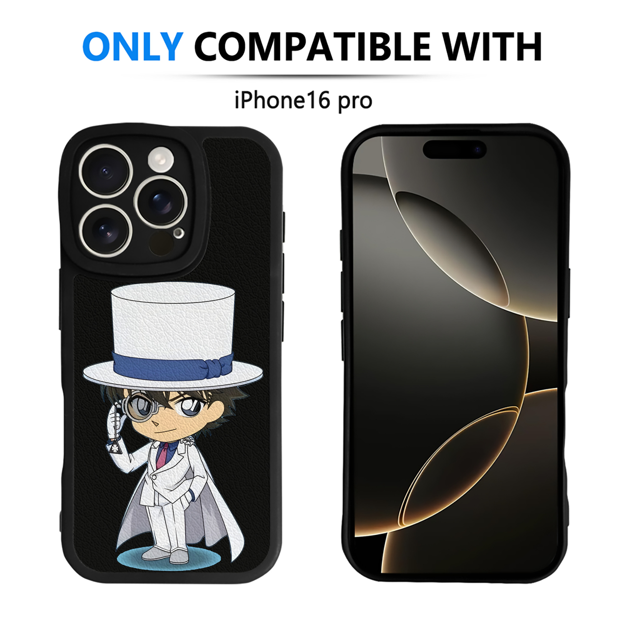 （画像用） 名探偵コナン くろば かいと Detective Conan Kuroba Kaito 【iPhone 16シリーズ対応】シリコンスマホケース（レザー調） 材質：シリコン